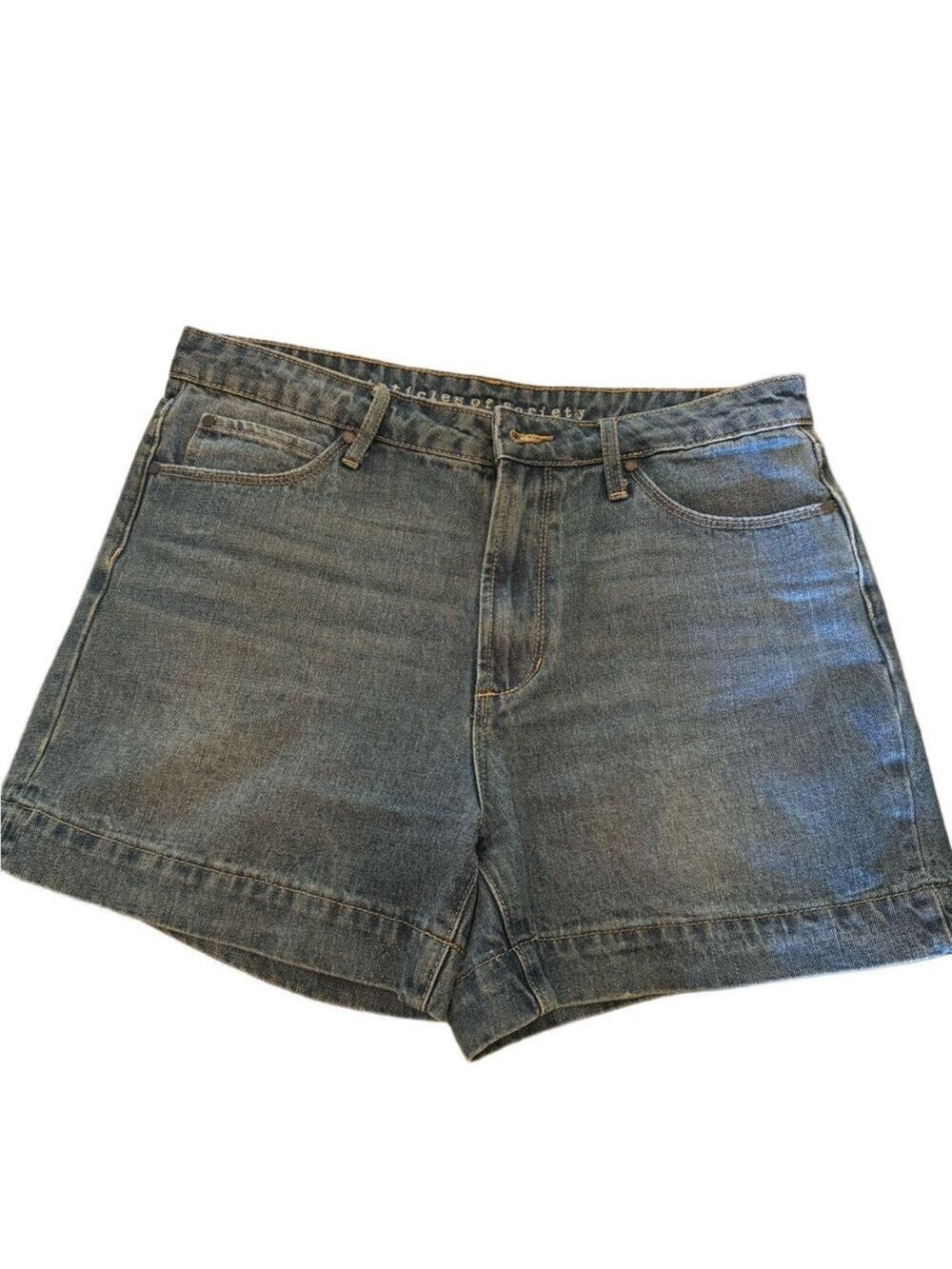 Articles Of Society Blue Jean Shorts High-Waisted Cuffed